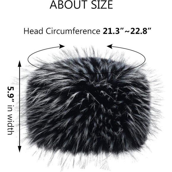 Women\'s Black & White Winter Faux Fur Cossak Russian Style Hat Warm Cap main image 2